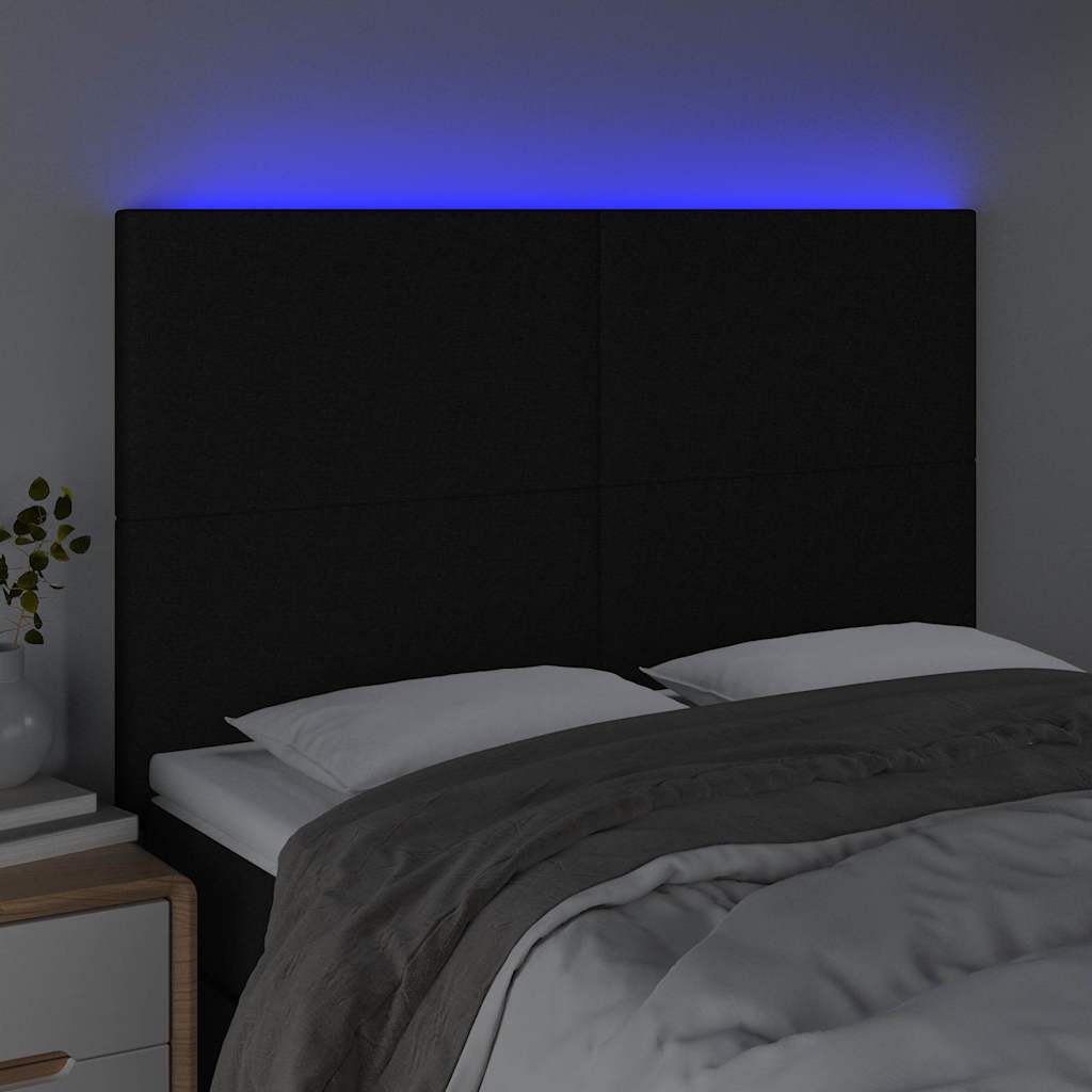 Vidaxl hoofdbord led 144x5x118 128 cm stof zwart