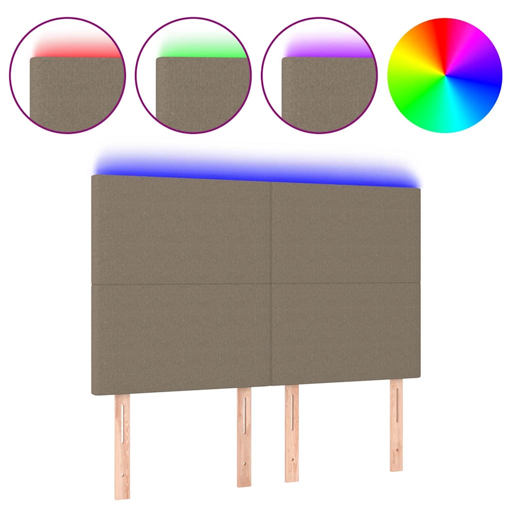 Vidaxl hoofdbord led 144x5x118 128 cm stof taupe