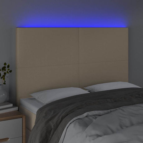 Vidaxl hoofdbord led 144x5x118 128 cm stof crèmekleurig