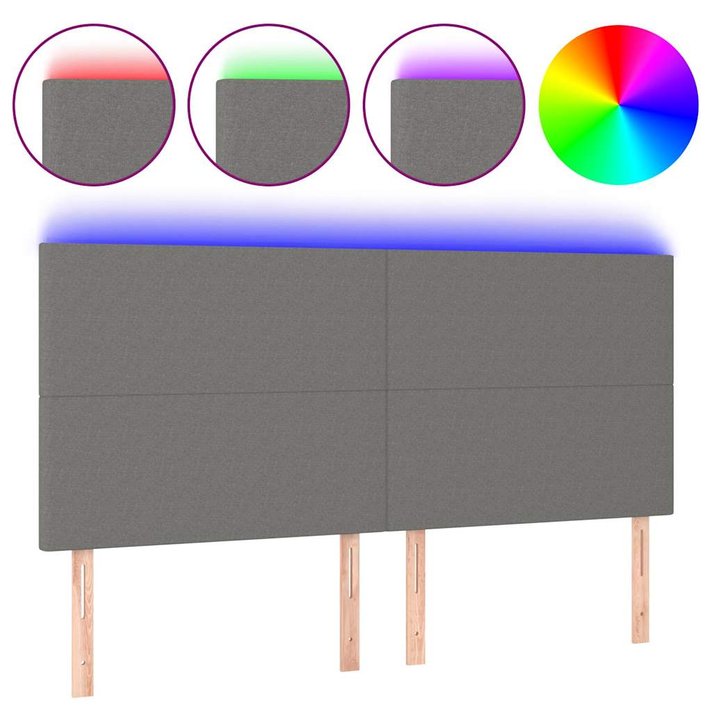 Vidaxl hoofdbord led 160x5x118 128 cm stof donkergrijs