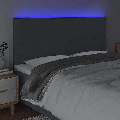 Vidaxl hoofdbord led 160x5x118 128 cm stof donkergrijs