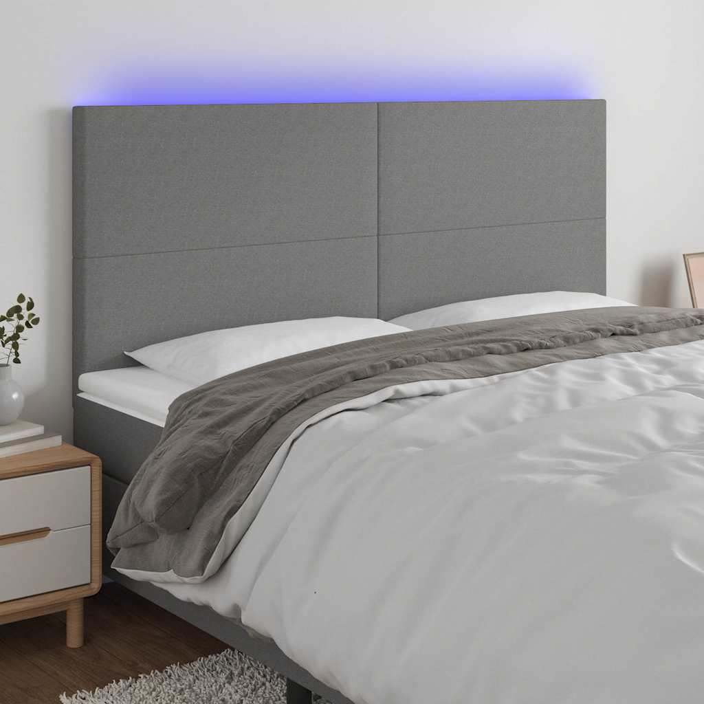 Vidaxl hoofdbord led 160x5x118 128 cm stof donkergrijs