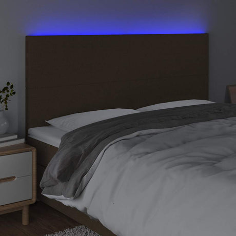 Vidaxl hoofdbord led 160x5x118 128 cm stof donkerbruin