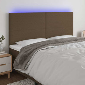 Vidaxl hoofdbord led 160x5x118 128 cm stof donkerbruin