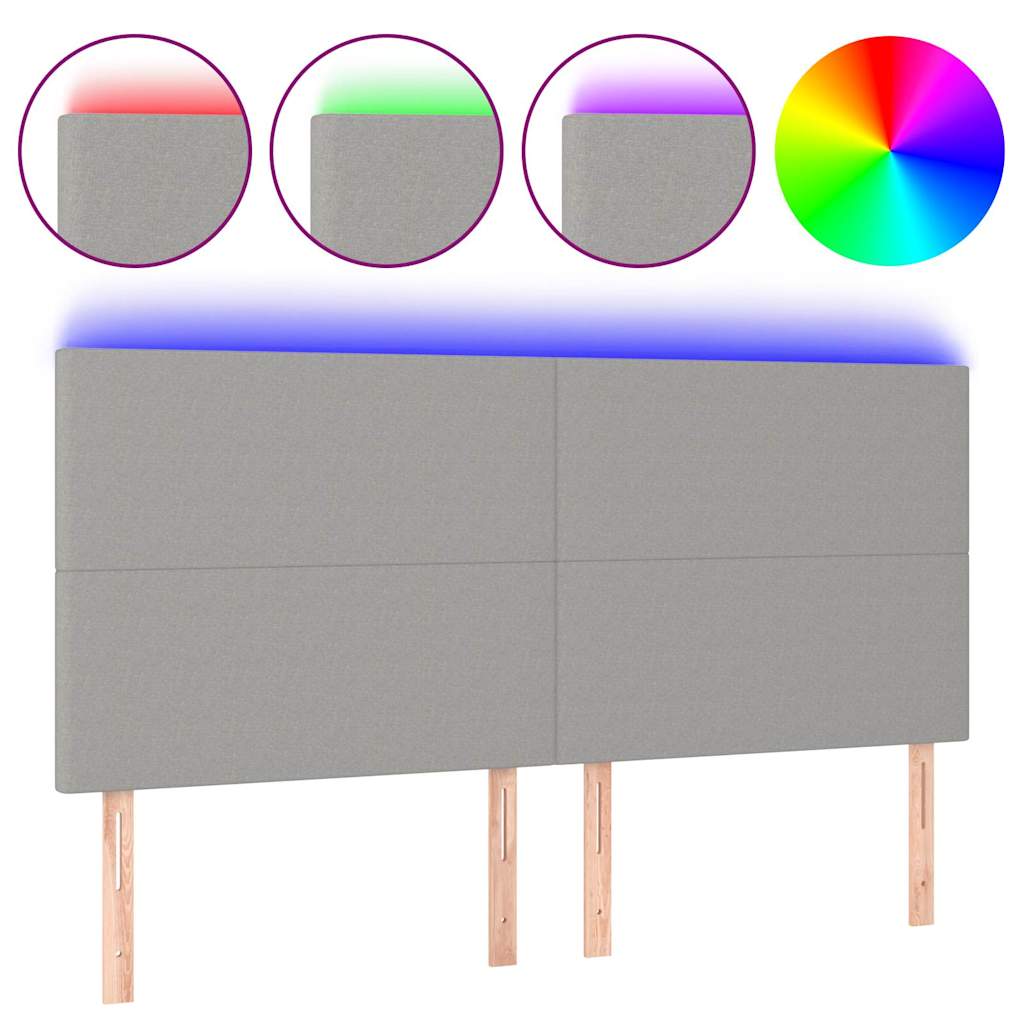 Vidaxl hoofdbord led 180x5x118 128 cm stof lichtgrijs
