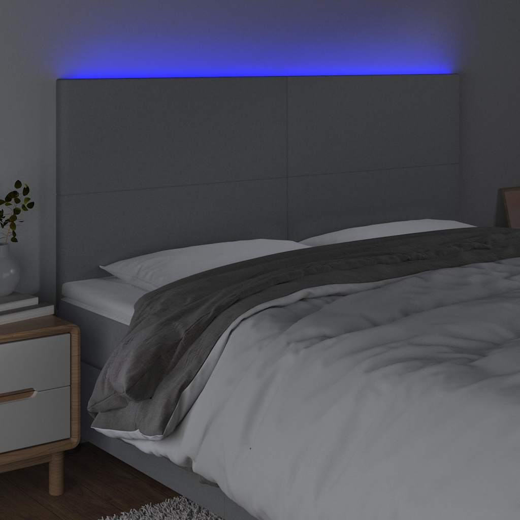Vidaxl hoofdbord led 180x5x118 128 cm stof lichtgrijs