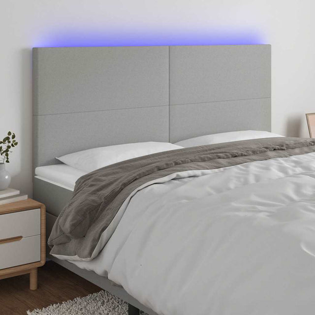 Vidaxl hoofdbord led 180x5x118 128 cm stof lichtgrijs