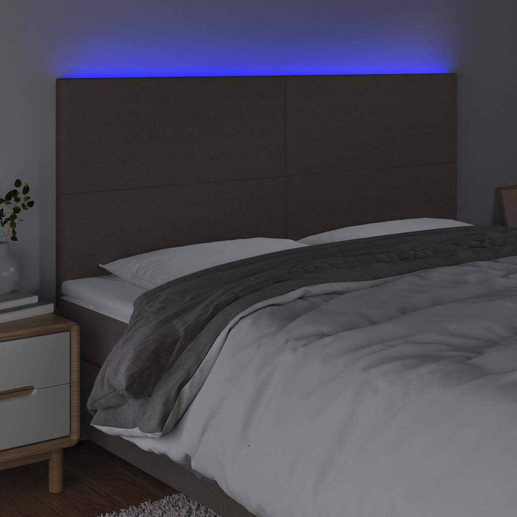 Vidaxl hoofdbord led 180x5x118 128 cm stof taupe