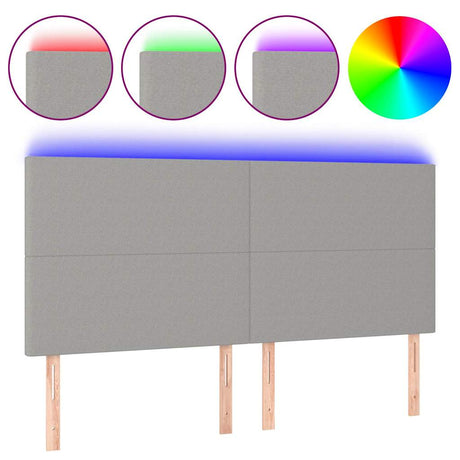 Vidaxl hoofdbord led 200x5x118 128 cm stof lichtgrijs