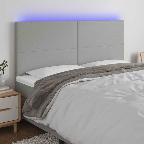 Vidaxl hoofdbord led 200x5x118 128 cm stof lichtgrijs