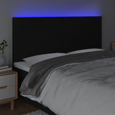 Vidaxl hoofdbord led 200x5x118 128 cm stof zwart