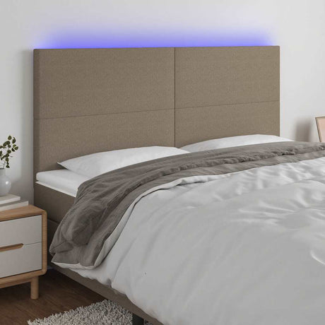 Vidaxl hoofdbord led 200x5x118 128 cm stof taupe