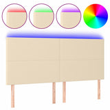 Vidaxl hoofdbord led 200x5x118 128 cm stof crèmekleurig
