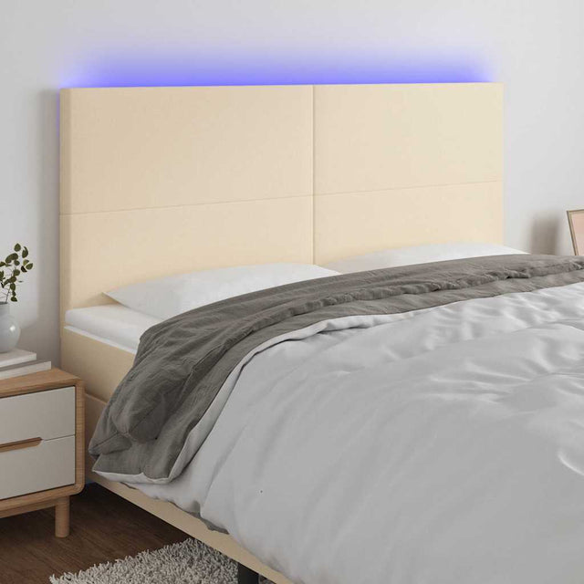 Vidaxl hoofdbord led 200x5x118 128 cm stof crèmekleurig