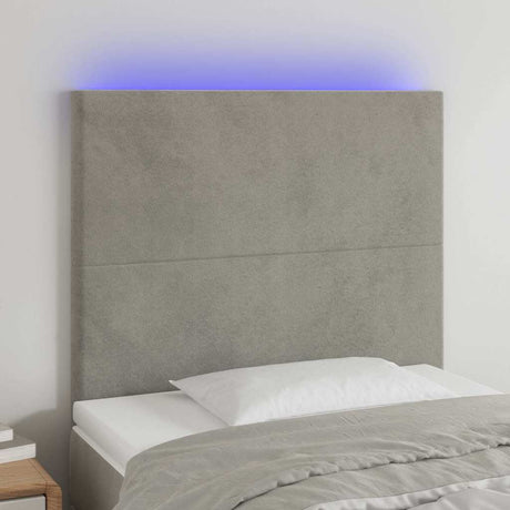 Vidaxl hoofdbord led 80x5x118 128 cm fluweel lichtgrijs