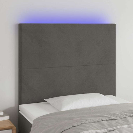 Vidaxl hoofdbord led 90x5x118 128 cm fluweel donkergrijs