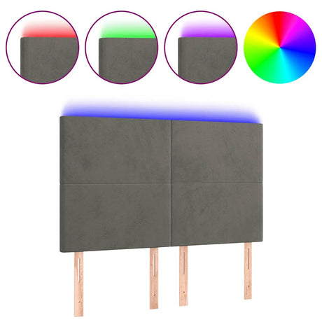 Vidaxl hoofdbord led 144x5x118 128 cm fluweel donkergrijs