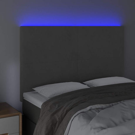 Vidaxl hoofdbord led 144x5x118 128 cm fluweel donkergrijs