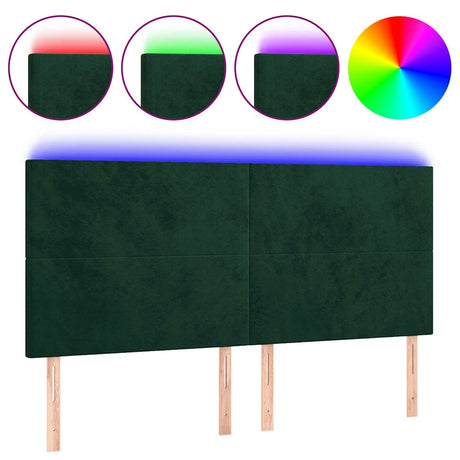 Vidaxl hoofdbord led 160x5x118 128 cm fluweel donkergroen