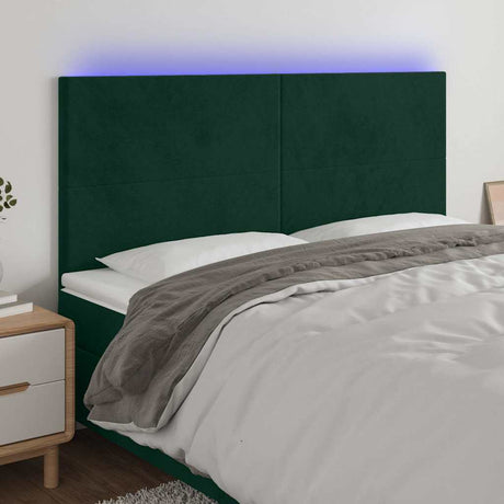 Vidaxl hoofdbord led 160x5x118 128 cm fluweel donkergroen