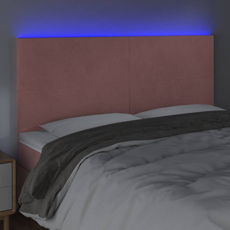 Vidaxl hoofdbord led 180x5x118 128 cm fluweel roze