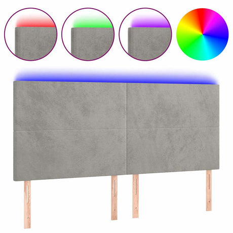 Vidaxl hoofdbord led 200x5x118 128 cm fluweel lichtgrijs