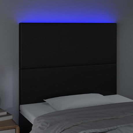 Vidaxl hoofdbord led 90x5x118 128 cm kunstleer zwart