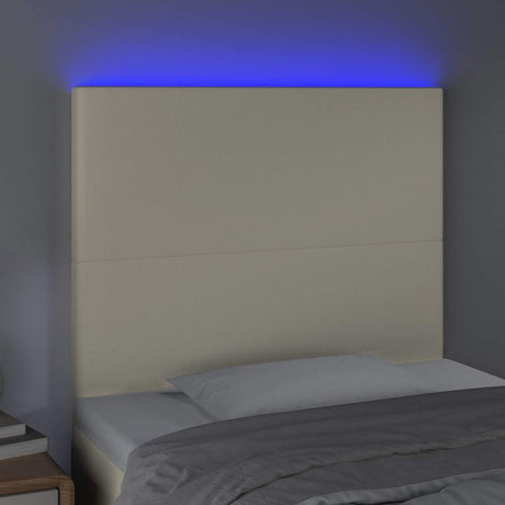 Vidaxl hoofdbord led 90x5x118 128 cm kunstleer crèmekleurig