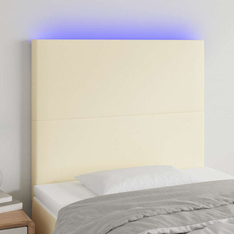 Vidaxl hoofdbord led 90x5x118 128 cm kunstleer crèmekleurig