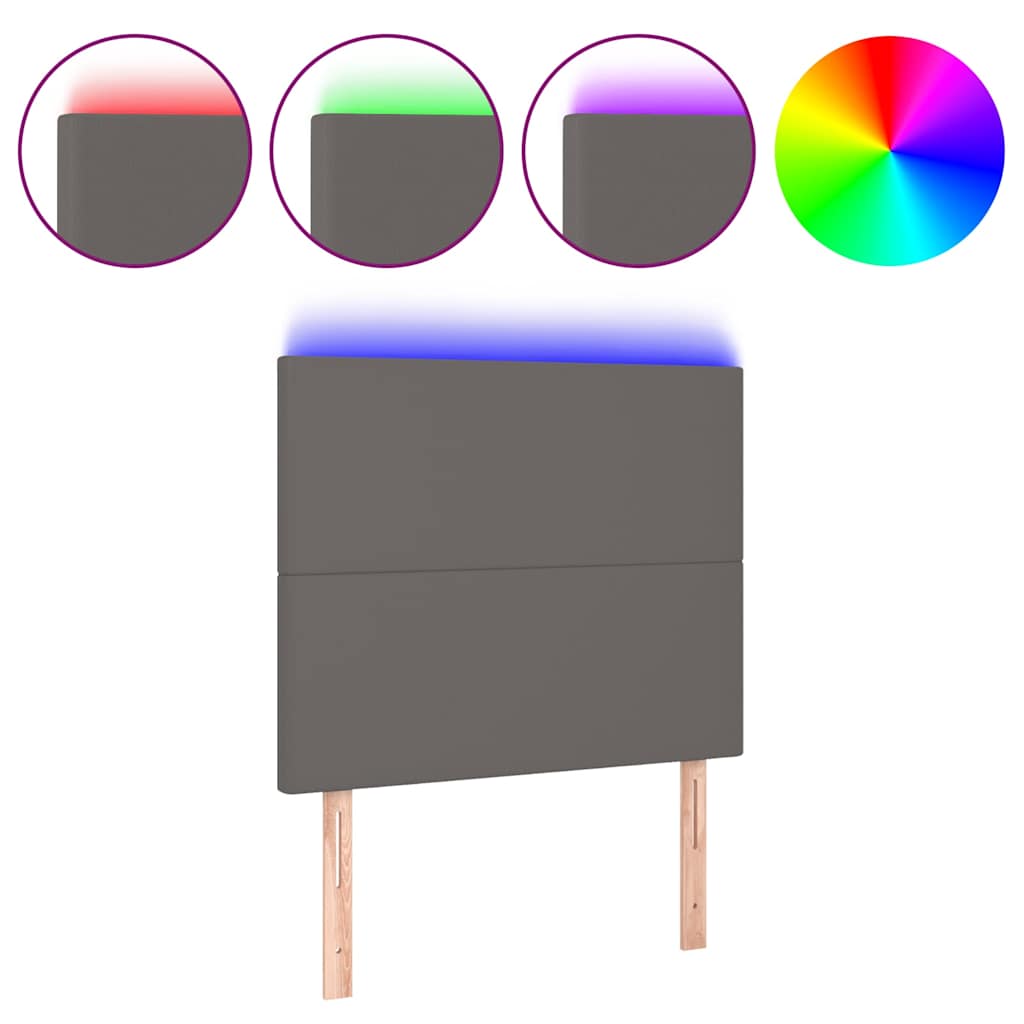 Vidaxl hoofdbord led 90x5x118 128 cm kunstleer grijs