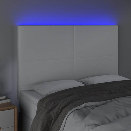 Vidaxl hoofdbord led 144x5x118 128 cm kunstleer wit