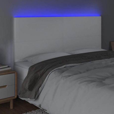 Vidaxl hoofdbord led 160x5x118 128 cm kunstleer wit