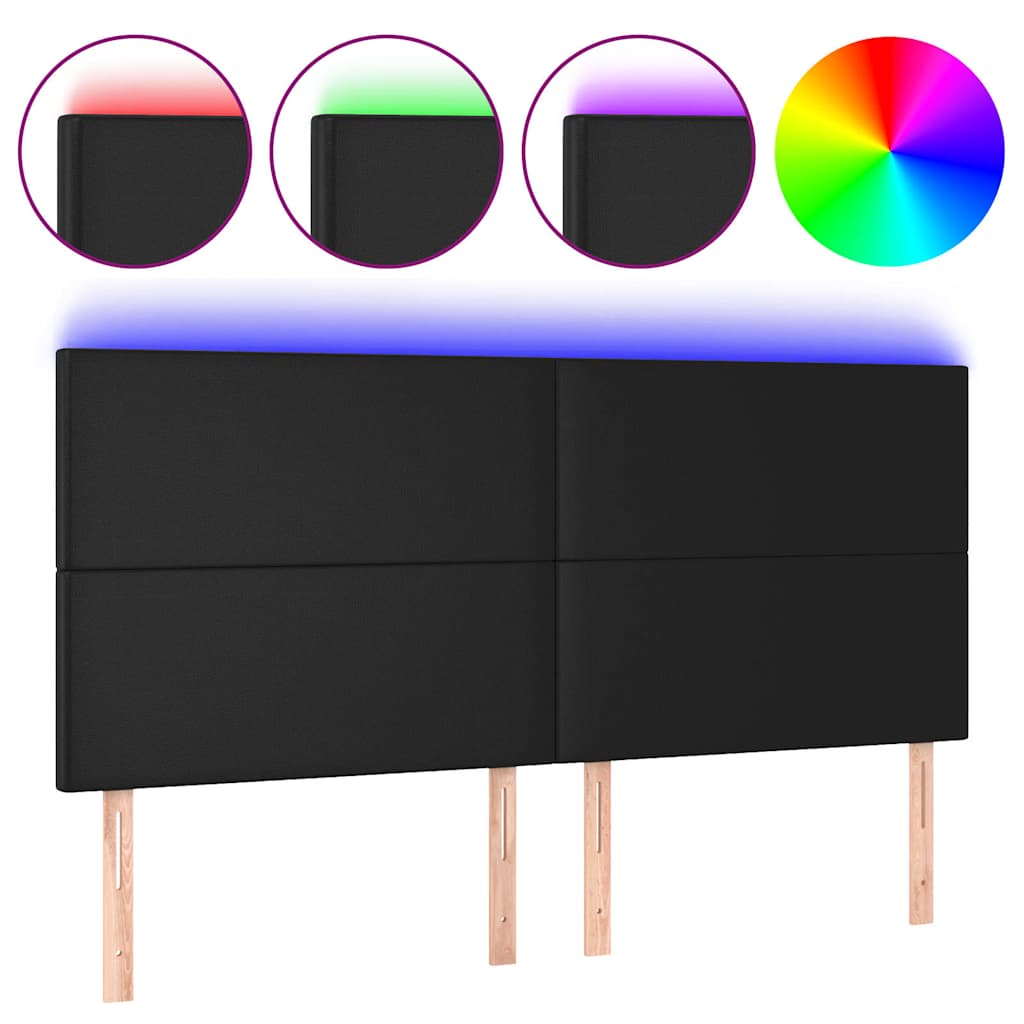 Vidaxl hoofdbord led 180x5x118 128 cm kunstleer zwart