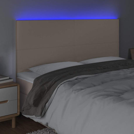 Vidaxl hoofdbord led 180x5x118 128 cm kunstleer cappuccinokleurig