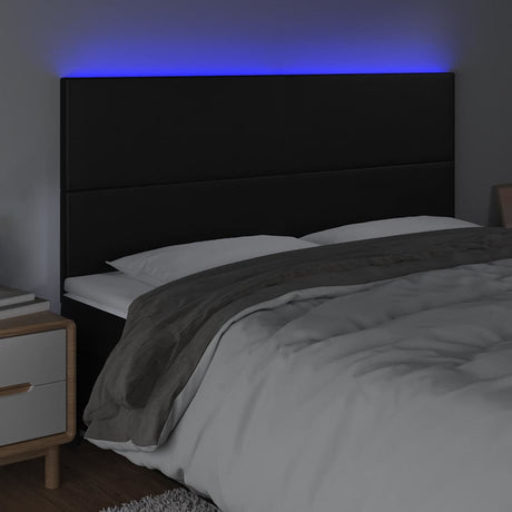 Vidaxl hoofdbord led 200x5x118 128 cm kunstleer zwart