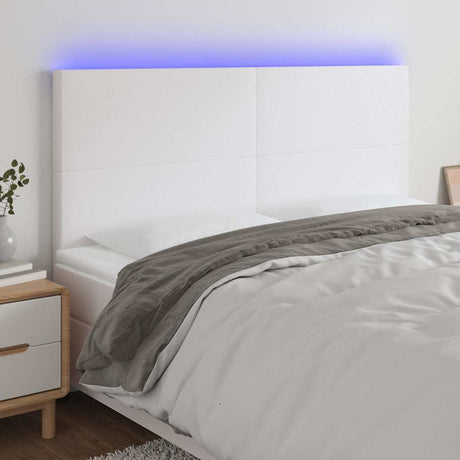 Vidaxl hoofdbord led 200x5x118 128 cm kunstleer wit
