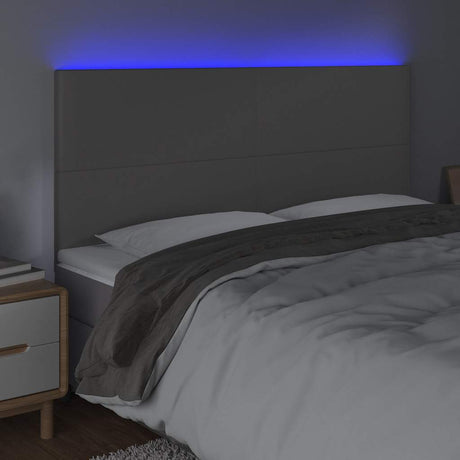 Vidaxl hoofdbord led 200x5x118 128 cm kunstleer grijs
