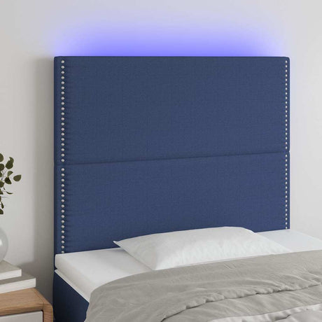 Vidaxl hoofdbord led 90x5x118 128 cm stof blauw