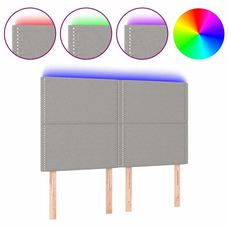 Vidaxl hoofdbord led 144x5x118 128 cm stof lichtgrijs