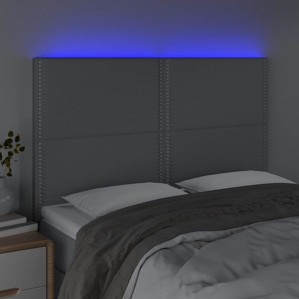 Vidaxl hoofdbord led 144x5x118 128 cm stof lichtgrijs