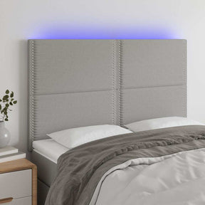Vidaxl hoofdbord led 144x5x118 128 cm stof lichtgrijs