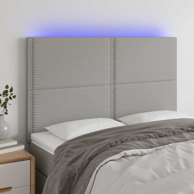 Vidaxl hoofdbord led 144x5x118 128 cm stof lichtgrijs