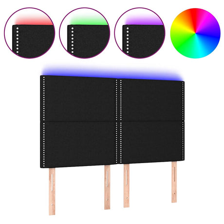 Vidaxl hoofdbord led 144x5x118 128 cm stof zwart