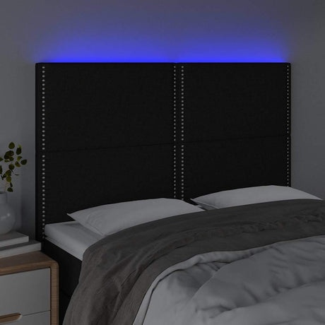 Vidaxl hoofdbord led 144x5x118 128 cm stof zwart