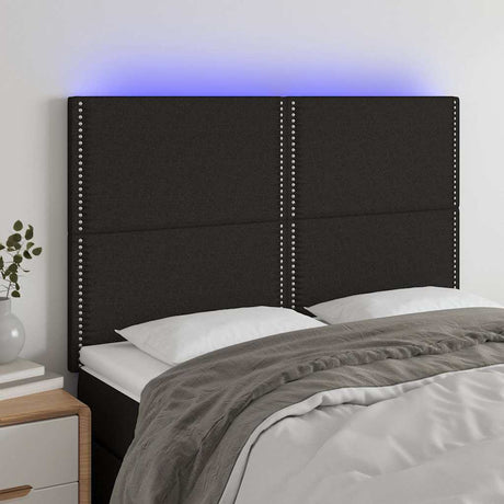 Vidaxl hoofdbord led 144x5x118 128 cm stof zwart