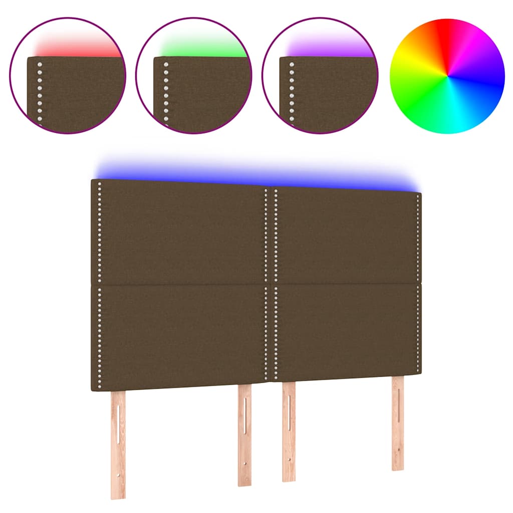 Vidaxl hoofdbord led 144x5x118 128 cm stof donkerbruin