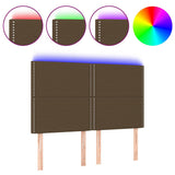 Vidaxl hoofdbord led 144x5x118 128 cm stof donkerbruin