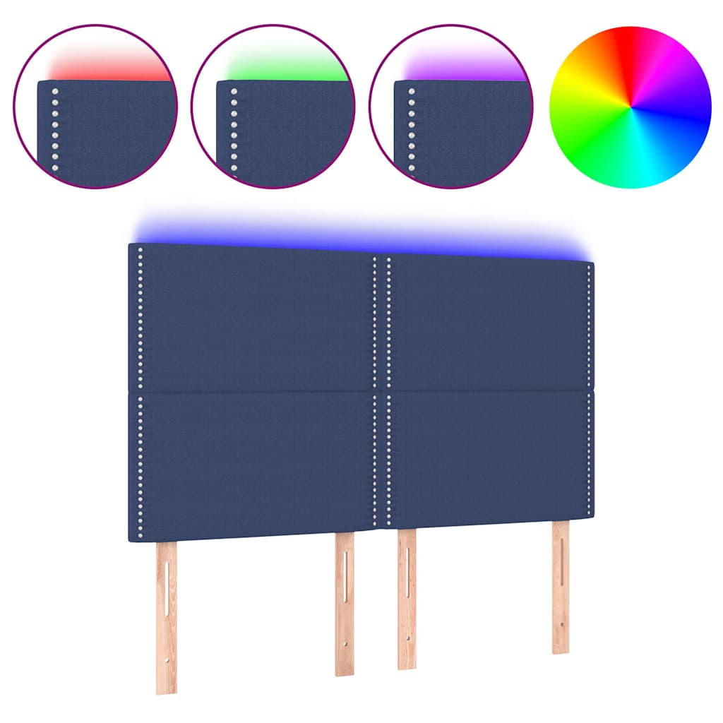 Vidaxl hoofdbord led 144x5x118 128 cm stof blauw