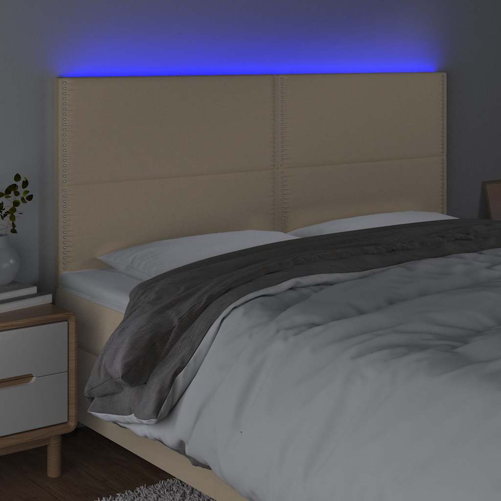 Vidaxl hoofdbord led 180x5x118 128 cm stof crèmekleurig