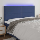Vidaxl hoofdbord led 180x5x118 128 cm stof blauw